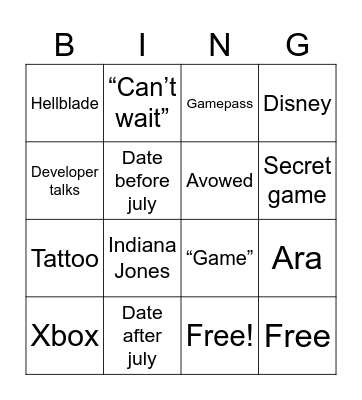 Untitled Bingo Card