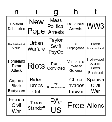 2024 Bingo Card Bingo Card