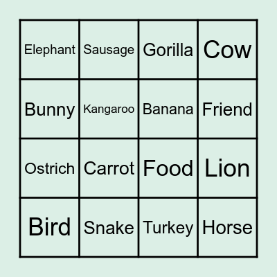Silent Bingo Card