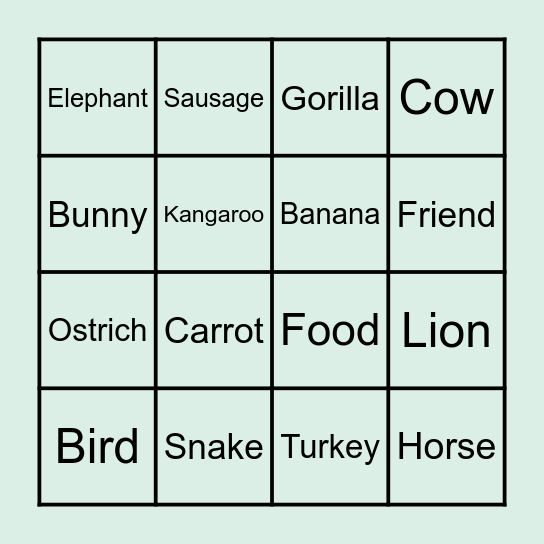 Silent Bingo Card