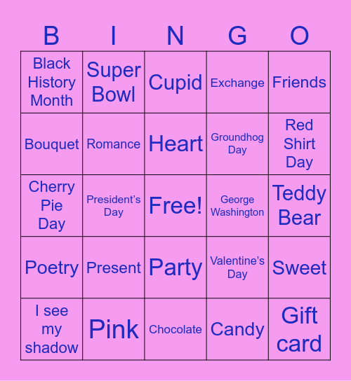 February Bingo Card