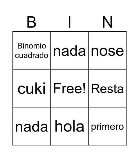 Productos notables Bingo Card