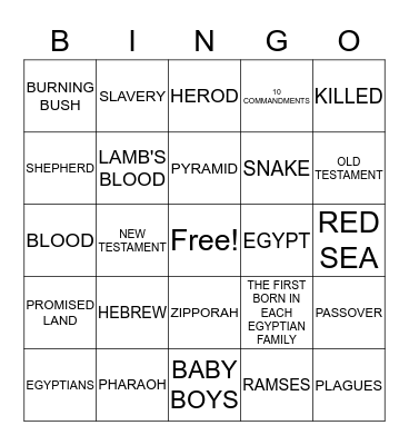 Moses Bingo Card