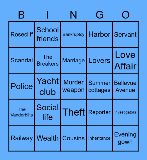 Murder at the Breakers Bingo Card