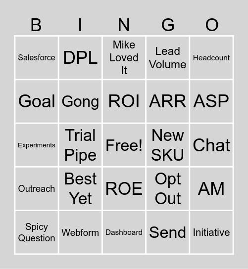 QBR Bingo Card