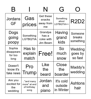 Family Bingo Card
