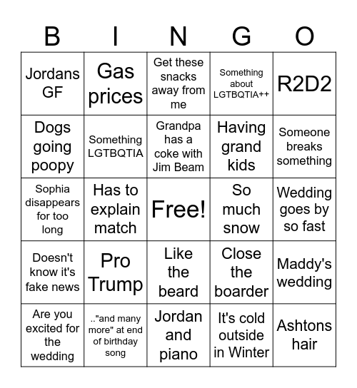 Family Bingo Card