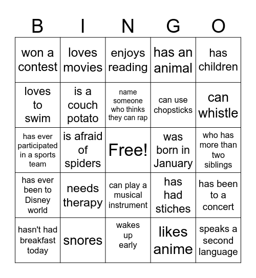 FIND SOMEONE WHO? Bingo Card