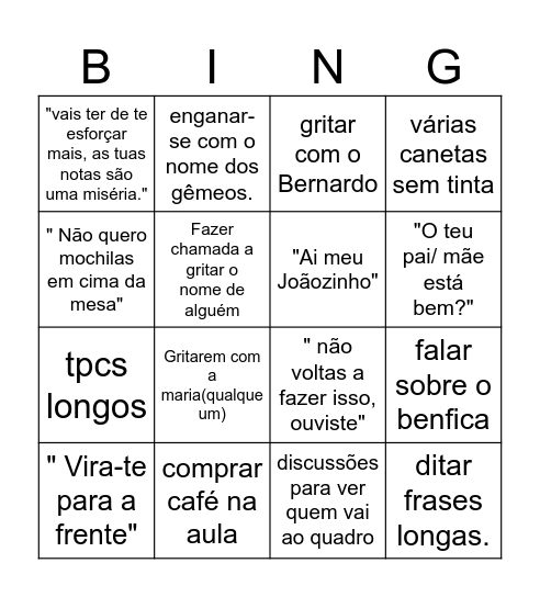 bingo matemática. Bingo Card