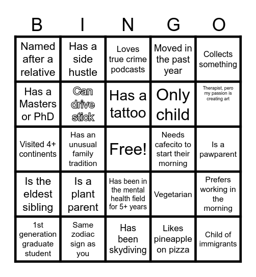 ¿Me Conoces? Bingo Card