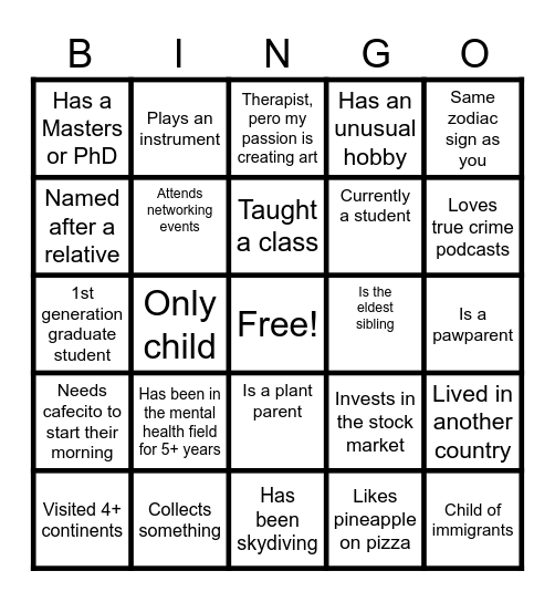 ¿Me Conoces? Bingo Card