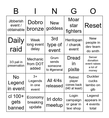 DOTO 2024 Bingo Card