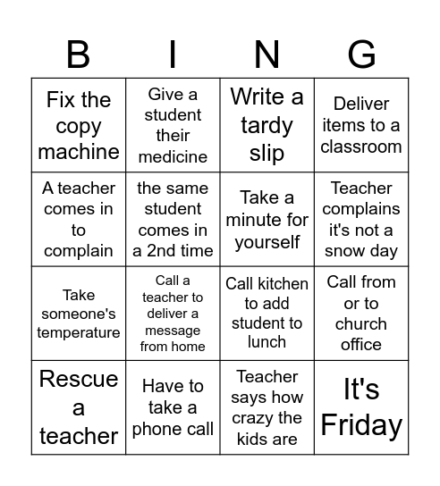 Office Disruptions Bingo Card