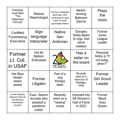 Impact SA Board Bingo Card