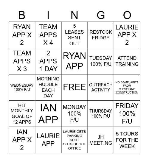 CLE CCA BINGO Card