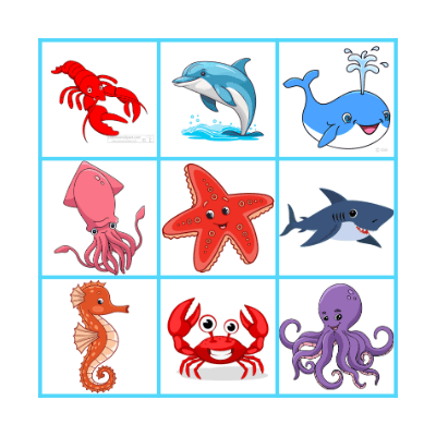 Sea Animals Bingo Card