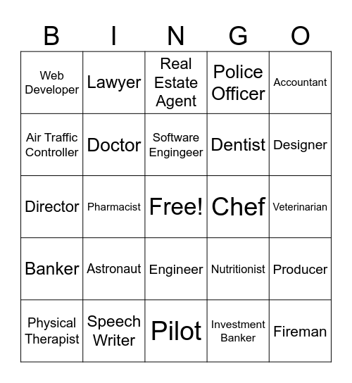 Careers Round Bingo Card