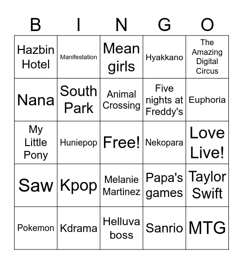 ♛ Currently obsessed with♛ Bingo Card