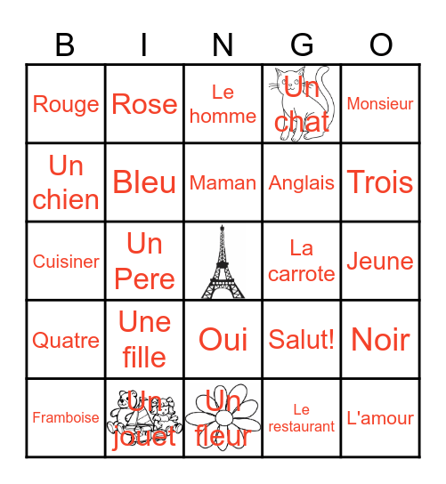 BINGO EN FRANCAIS Bingo Card