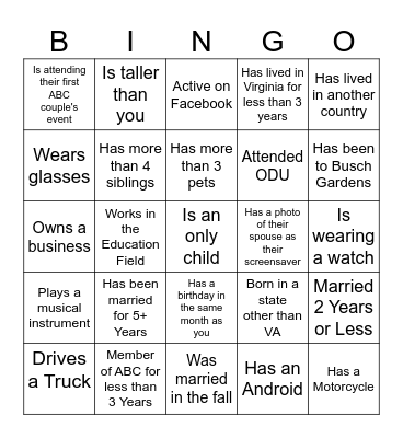 Find Someone Who Bingo Card
