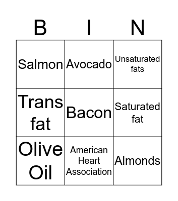 Heart Healthy Bingo Card