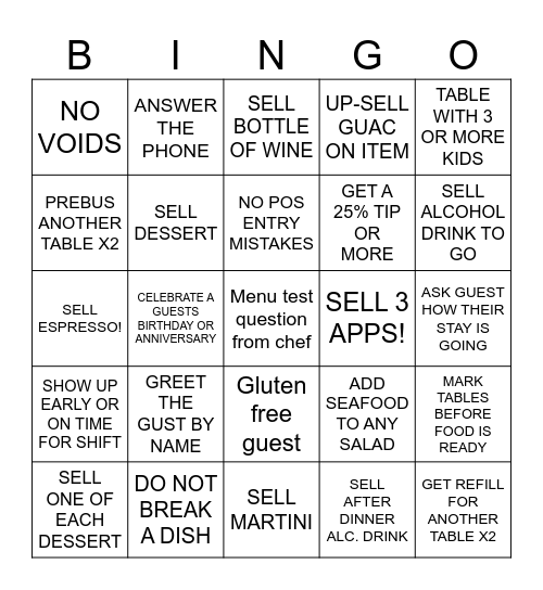SERVER BINGO Card SERVER BINGO Card