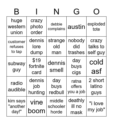 walgreens shift bingo Card