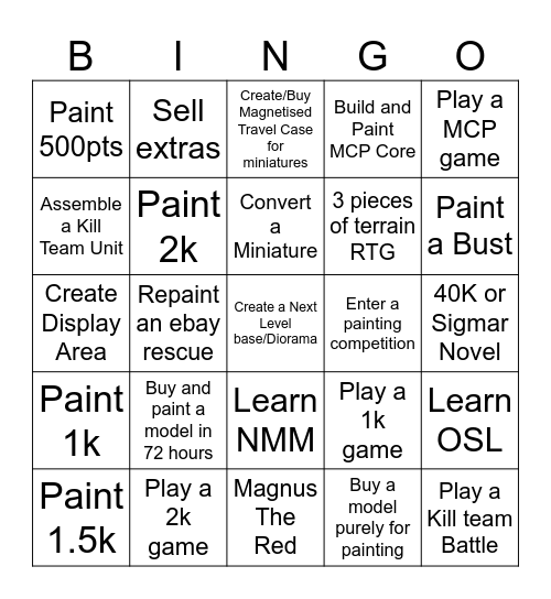 2024 Hobby Bingo Card