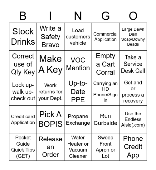 Front End Appreciation Bingo Card