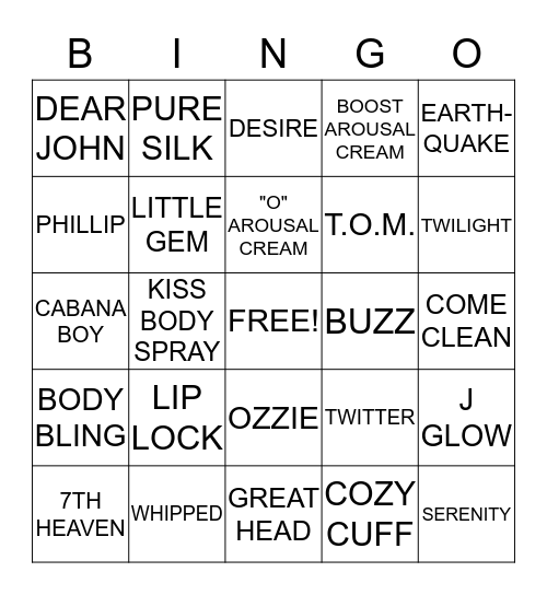 PURE ROMANCE BINGO Card