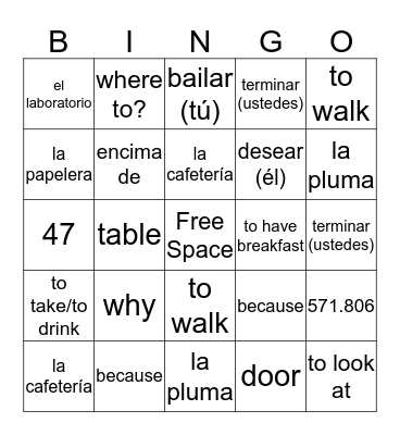 Lección Dos Bingo Card