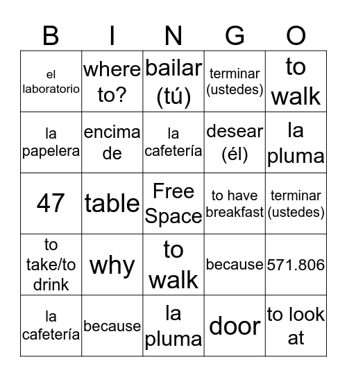 Lección Dos Bingo Card