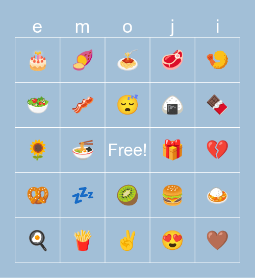 emoji  Bingo Card