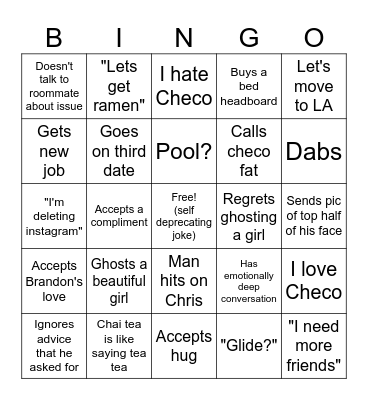 Chris Bingo Card