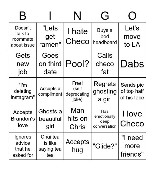 Chris Bingo Card