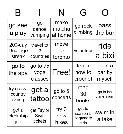 AUDREY'S 2024 BINGO CARD Bingo Card