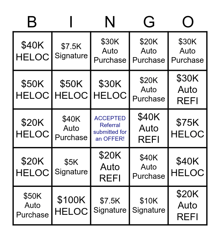 My Offers BINGO! ES Bingo Card