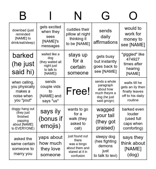 Levi's dog 2024 bingo Card