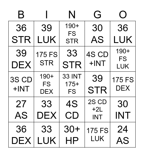 BRIANS HAT BINGO Card