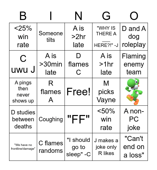 Handicapped Bingo Card
