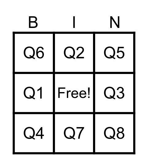 Q&A Bingo Card