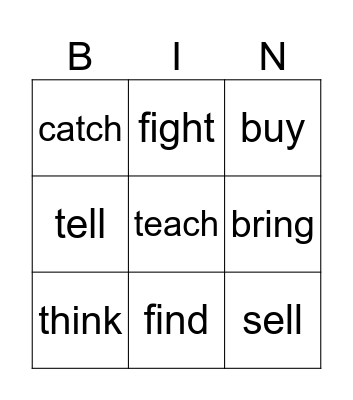 checking irregular verbs Bingo Card