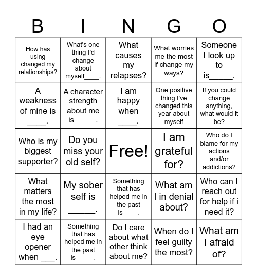 Reflection BINGO Card