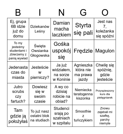 6A Bingo Card