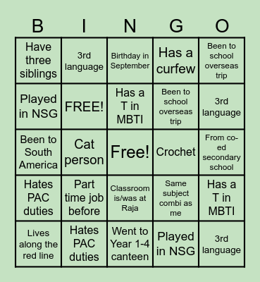 AVU Bonding BINGO Card