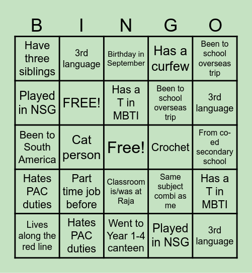 AVU Bonding BINGO Card