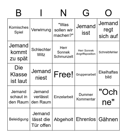 Herr Sonnek Bingo Card