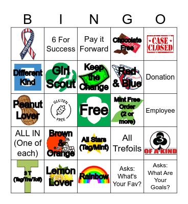 Cookie Booth Bingo Card