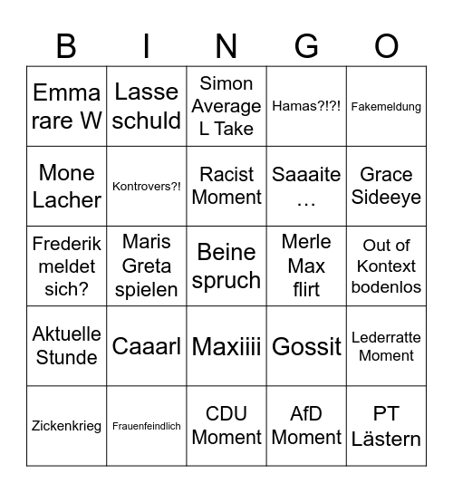 Politik Bingo Heeeni Bingo Card