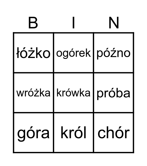 Bingo "ó" Bingo Card